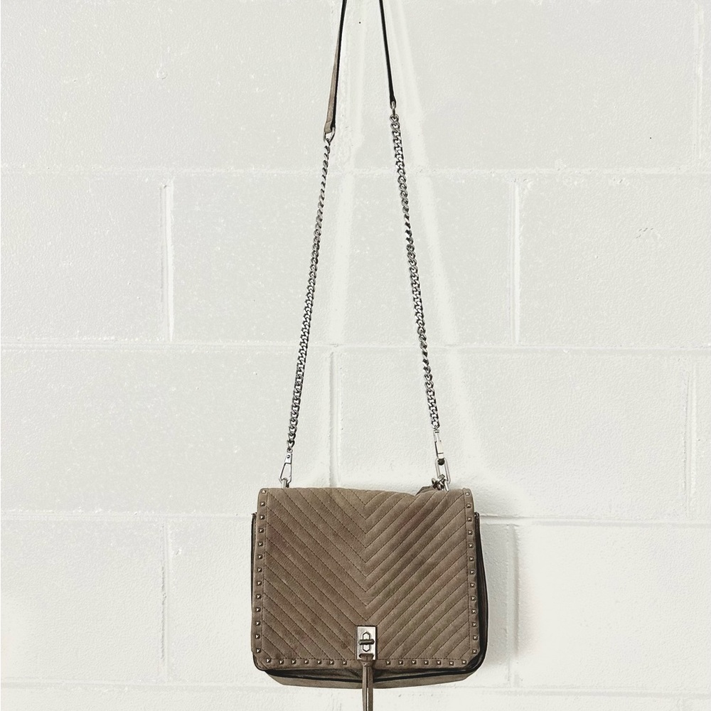 Rebecca Minkoff Love Crossbody Chevron Suede - Medium - Taupe Handbag